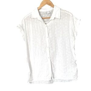❤️OLD NAVY, Embroidered Textured Dots Lightweight White Cotton/Rayon Top, M